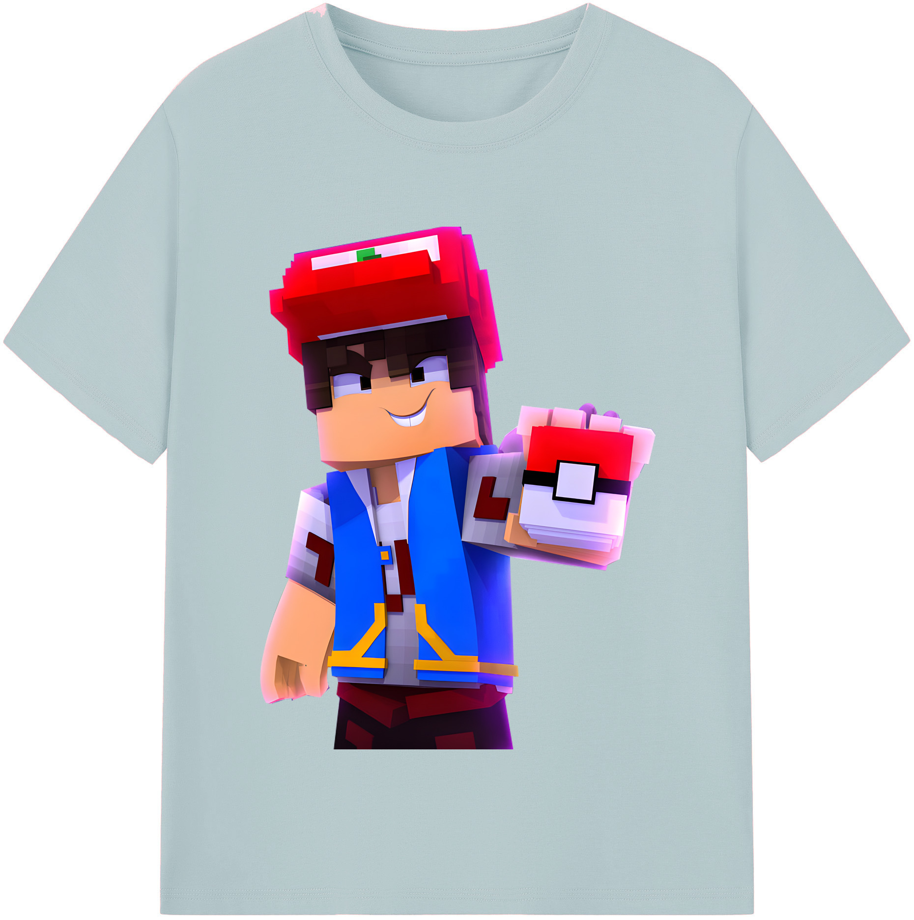 （画像用） マインクラフト ブロックの世界 Minecraft MC Block world 綿100％半袖Tシャツ（フロントプリント）